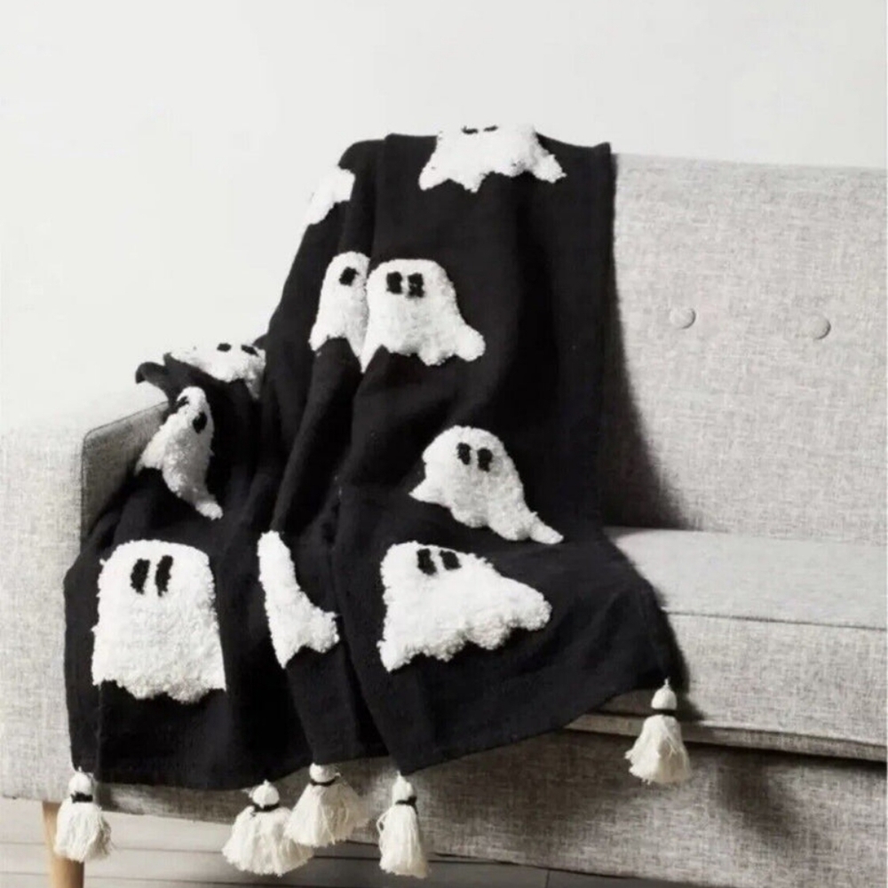 NWT Rachel Zoe Black and White Viral Tiktok Ghost Throw Blanket